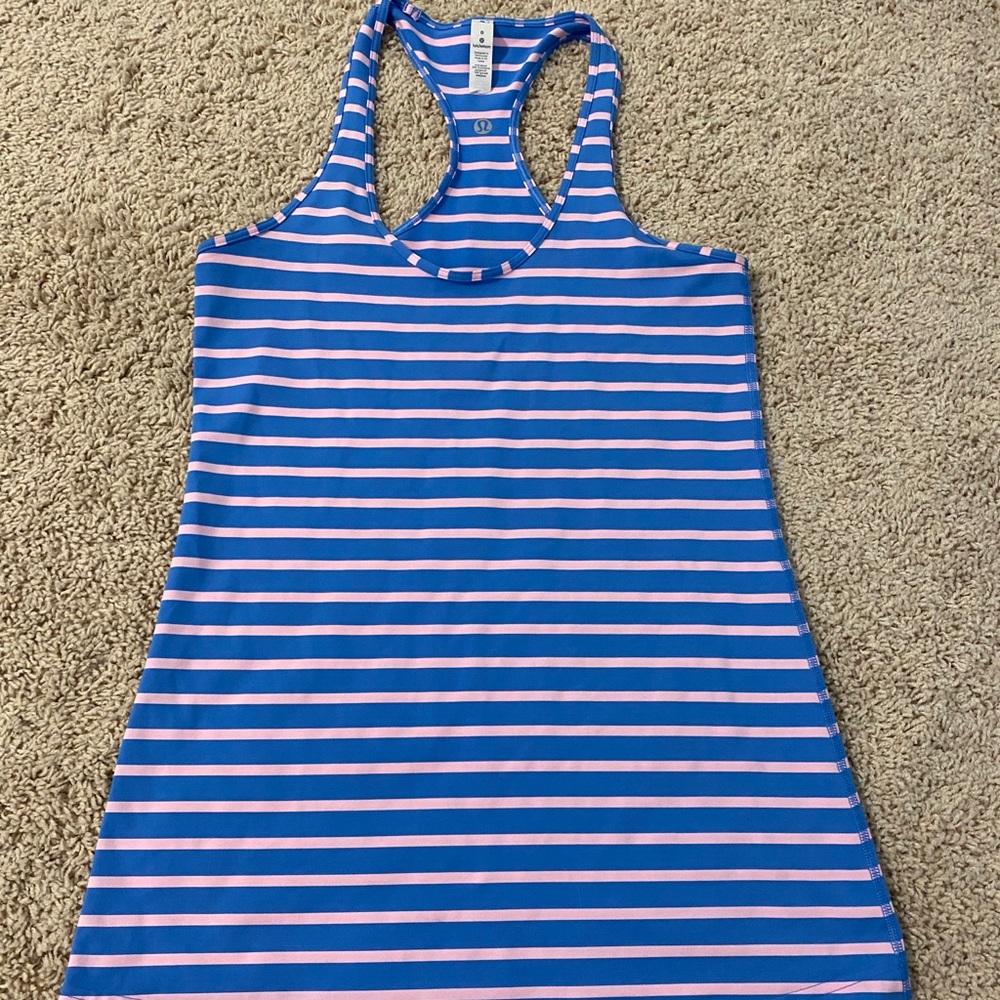 lululemon size 8 blue and pink strip tank top